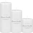 3 Pack 3x4, 6, 8 Hand Poured White Dripless Pillar Candles, Soy Candles, Non-Toxic, Unscented, Smokeless, for Power Outages & Emergency