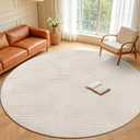 Pauwer 8ft Area Rugs for Living Room, Modern Non Slip Washable Rug, Beige