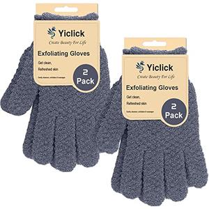 Yiclick Heavy Exfoliating Gloves 4Pcs, Exfoliating Mitts, Body Scrubber for Bath Shower Exfoliation, Body Scrub Exfoliator for Dead Skin Remover, Exfoliate Sponge Loofah Washcloth Men Women