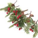 10pcs Artificial Pine Needle Berry Christmas Wreath Garland Decor for Weddings and Festivals Charming Holiday Accessory for Indoor and Outdoor Decoration