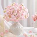 Alupssuc 30Pcs Ranunculus Artificial Flowers Faux Silk Mini Ranunculus, Spring Flowers Artificial Indoor for DIY Bouquets, Bulk Fake Wedding Filler Flowers for Bride Shower Decorations, Shabby Blush
