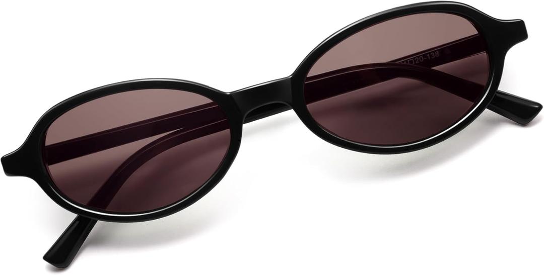 Appassal Retro Oval Sunglasses for Women Men Small Vintage Polarized 90s Designer Sunnies AP3753 (Black/Brown)