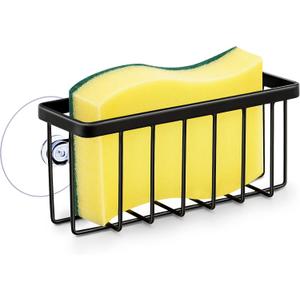Kitchen Sink Sponge Holder, Kitchen Sink Caddy, Sponge Holder for Kitchen Sink Suction, Dish Soap Holder (Black)