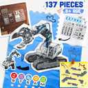 SMILESSKIDDO Science Kits for Kids Age 8-12 - 137 Pcs STEM Toys for Ages 8-13 with Hydraulic Grab, Teen Boys Gift Ideas Crane Toy, Teenage Engineering Kit Construction Vehicle Toys