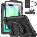 Cantis Case for Samsung Galaxy Tab A11 Plus 11 Inch 2026 (SM-X230/X236/X238), Shockproof Case for Tab A11+ with Screen Protector/Rotating Stand/Pen Holder/Shoulder Strap, Black