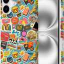 Case Compatible with iPhone 16, Funny Trendy Collage Aesthetic Phone Case for Girls Women Boys Men, Shockproof Protective Phone Cover - Street Sticker Art
