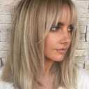 RENERSHOW Short Ombre Blonde Wig with Bangs Layered Straight Bob Synthetic Wigs for Women Mixed Blond Wig with Dark Roots Natural Looking Daily Party Wig, 14 Inch