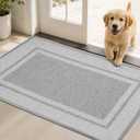 Bulijojo Linen Dirt Trapper Door Mat, 32"x48" Non Slip Entryway Mat Brown