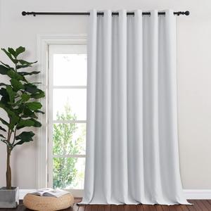 NICETOWN Room Darkening Patio Door Curtain for Living Room Darkening Grommet Sound Reducing Privacy Window Treatment for Bedroom, Greyish White, 1 Panel, W80 x L102