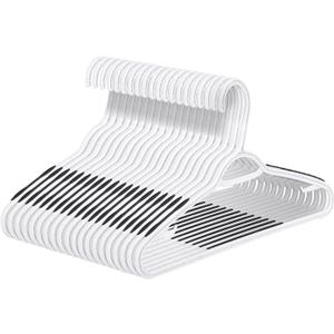 Plastic Hangers 50 Pack - Non Slip Clothes Hangers,Holds up to 18 lbs, Slim Space Saving Hangers for Suit,Dress,t Shirts,Blouse,Coats, Pants (White)