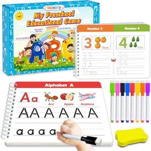 Preschool Learning Activities Kindergarten Workbooks, Toddler Busy Book Handwriting Practice, Coloring Tracing Activity Book for Kids 3-5, Montessori Educational Toys for 3 4 5 Year Old Boy Girl Gifts