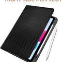 Premium Leather Compatible with iPad (A16) 11th Generation 11 Inch Case 2025,Compatible with iPad 10th Generation 10.9 Inch Case 2022,Pencil Holder Folio Crocodile Retro Women Girls-Black