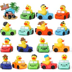 XY-WQ 16 Pack Rubber Duck for Jeeps Ducking - 3" Bulk Floater Duck for Kids - The Shape of a Vehicle - Baby Bath Toy Assortment - Party Favors, Birthdays, Bath Time, and More (8 Varieties)