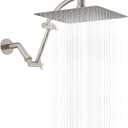 Hibbent All Metal Rain Shower Head, 10'' High Pressure Rainfall Showerhead with 16" Shower Head Extension Arm, Solid Brass Adjustable Shower Arm Extender, Waterfall fixed Showerheads, Brushed Nickel