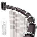 ENJOYBASICS Curved Shower Curtain Rod with Shower Rings, Adjustable Round Bathroom Rod for Extra Space, Rustproof, Need to Drill, Bronze, 35-77 Inches