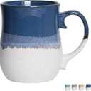 Bosmarlin Extra Large Ceramic Coffee Mug, 26 Oz, Dishwasher and Microwave Safe, Big Oversized Tea Cup, Reactive Glaze (Deep Blue)