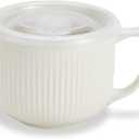 Ceramic Soup Bowl with Handle 32oz  Microwave Ramen Bowl with Lid, Soup Mugs & Cups for Cereal, Oatmeal, Ramen, Instant Noodle, Soup Container with Lid - (White)