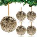 Syhood 4 Pcs Large Champagne Gold Christmas Balls Glitter 4 Inch Big Christmas Ornaments Silk Tubing Shatterproof Hanging Balls for Xmas Tree Party Holiday Indoor Outdoor Home Decor