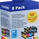LC103XL Ink Cartridges Compatible with Brother LC103 LC101 Ink, 8-Pack for MFC-J870DW MFC-J6920DW MFC-J6520DW MFC-J450DW MFC-J470DW, 2 Black 2 Cyan 2 Magenta 2 Yellow