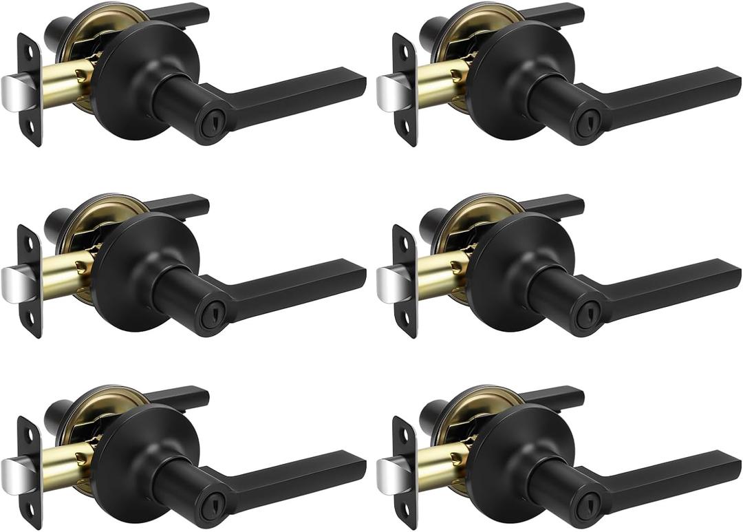 Haidms Black Door Handles Interior, Privacy Matte Black Interior Door Handles for Bedroom Bathroom, Door Levers Right&Left Handing, 6 Pack