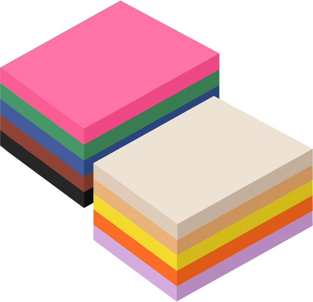 Sherr 1000 Sheets Construction Paper Bulk Colored Cardstock A4 9" x 12" Heavyweight Craft Printer Assorted Paper for Adult Bulk School Office Supplies Art(Bright Color)