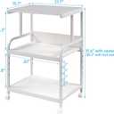 Fannova White Printer Stand with Storage, 3 Tier Printer Table with Height Adjustable Shelf, Rolling Printer Cart with Wheels for Home Office Organization