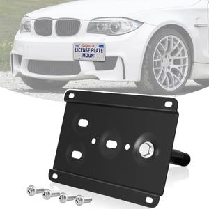 License Plate Holder Front License Plate Bracket No Drill Tow Hook Mount Anti-Theft License Plate Frame Compatible with BMW E82 E88 128i 135i 1M E39 E90 E91 E92 E93 328i 335i M3 X5 X6 Etc
