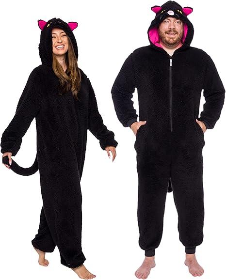 Funziez! Slim Fit Sherpa Adult Onesie - Animal Halloween Costume - Plush One Piece Cosplay Suit for Women and Men X-Large