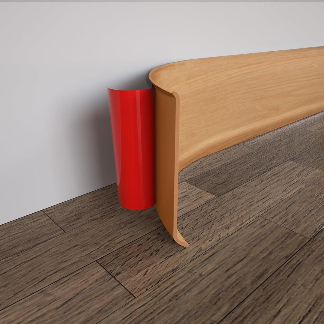 COUKIU Flexible Baseboard Molding Trim, 4 Inch x 20 Feet Self-Adhesive Vinyl Wall Base Cove Base, Peel and Stick Rubber Wall Base Moulding Trim(S100, Natural Wood Grain)