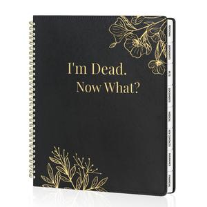 SUNEE End of Life Planner - Im Dead Now What Planner, Large Print Spiral-Bound Estate Organizer with Tabs for Seniors & Family Covers Final Wishes, Passwords & Funeral Planning.A49"x11.2"), Black