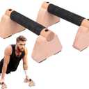 Portable Calisthenics Equipment Parallettes Bars Wooden Push Up Bars with Non-Slip Base, 7.8 Inch Handstand Training Blocks & Push Up Handles, for Home Workout Strength Training