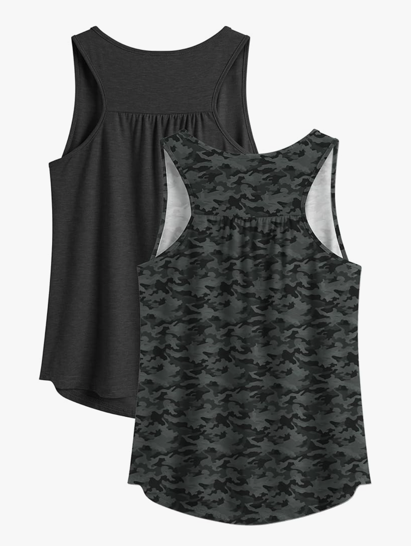 PINSPARK Workout Tank Tops for Women Racerback Loose Fit Yoga Top Sleeveless Gym Shirt Running Athletic Tanks Pack M