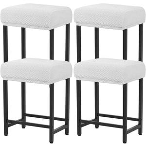 Levoberg Bar Stool Cover Rectangle Stretch Counter Height Barstool Slipcovers Rectangular Vanity Stool Cover Kitchen Counter Saddle Seat Cover for Wooden Metal Bench Set of 4 White