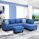 97 Inch Modern Sectional Couch, L Shape Living Room Sets with Ottoman, Velvet with Storage, Modular Sectional Sofa for Living Room, Apartment, Blue