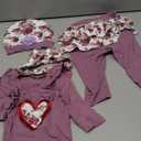 fioukiay Newborn Baby Girl Clothes Infant Girls Floral Love Printed Romper and Ruffle Pants Sets 4pcs Winter Fall Outfits, 3-6M