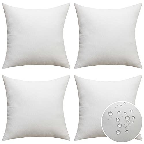 Home Brilliant Outdoor Pillows Waterproof Linen Pillow Covers Bohemian Throw Pillow Covers for Patio Living Room Kid, 4 Pieces, 16 x 16 inches(40cm x 40cm), White