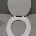 KOHLER 4648-0 Stonewood Round Toilet Seat, Round Wood Seat for Standard Toilets, Comes with Color-Matched Plastic Hinges, Home Essentials, White