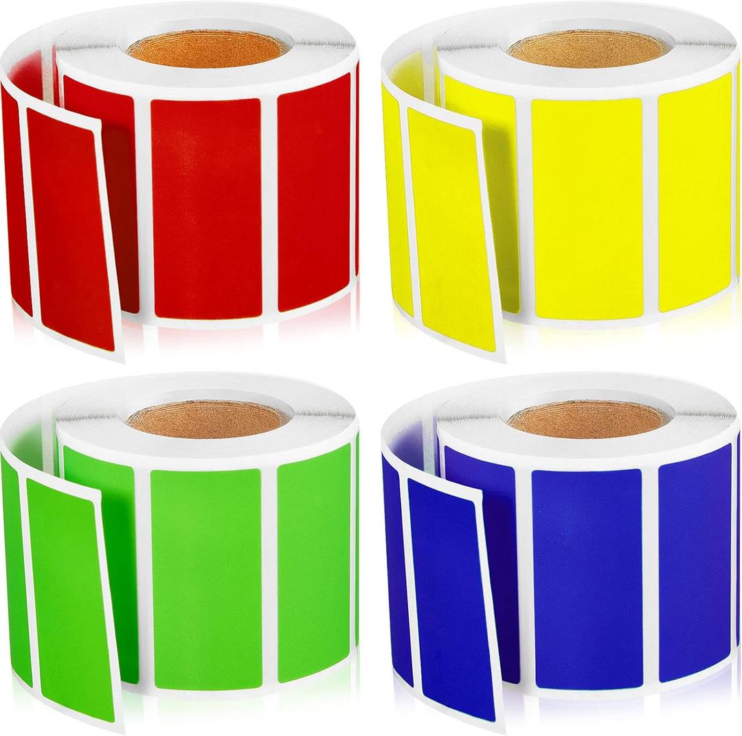 2000 Pieces Rectangular Colored Label Sticker 1.57 x 0.75 inch Color Coding Label 4 Assorted Colors Adhesive Rectangle Sticker Solid Colors Tags for Inventory Organization, File Classification