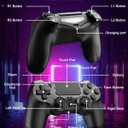 Quevati Wireless Controller for PS-4, Dual Vibration Game Joystick/Motion Sensing/Touchpad/Speaker/3.5mm Audio Jack Headphone, Upgraded Six-Axis Sensor, Compatible with PS4/Slim/Pro Console/PC