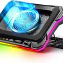 Laptop Cooling Pad Powerful Turbo Fan RGB Gaming Notebook Cooler, Moojay Laptop Fan Cooling Stand with 8 Adjustable Heights and Phone Holder, for 14-19 Inch Laptops - Ice Blue LED Light