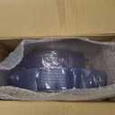 Rubtlamp 60Pcs Blue Gold Plastic Plates, Clear Disposable Plates With Gold Beaded, Clear Fancy Disposable Plates Include 30 Dessert Platos, 30 Dinner Platos for Wedding Party