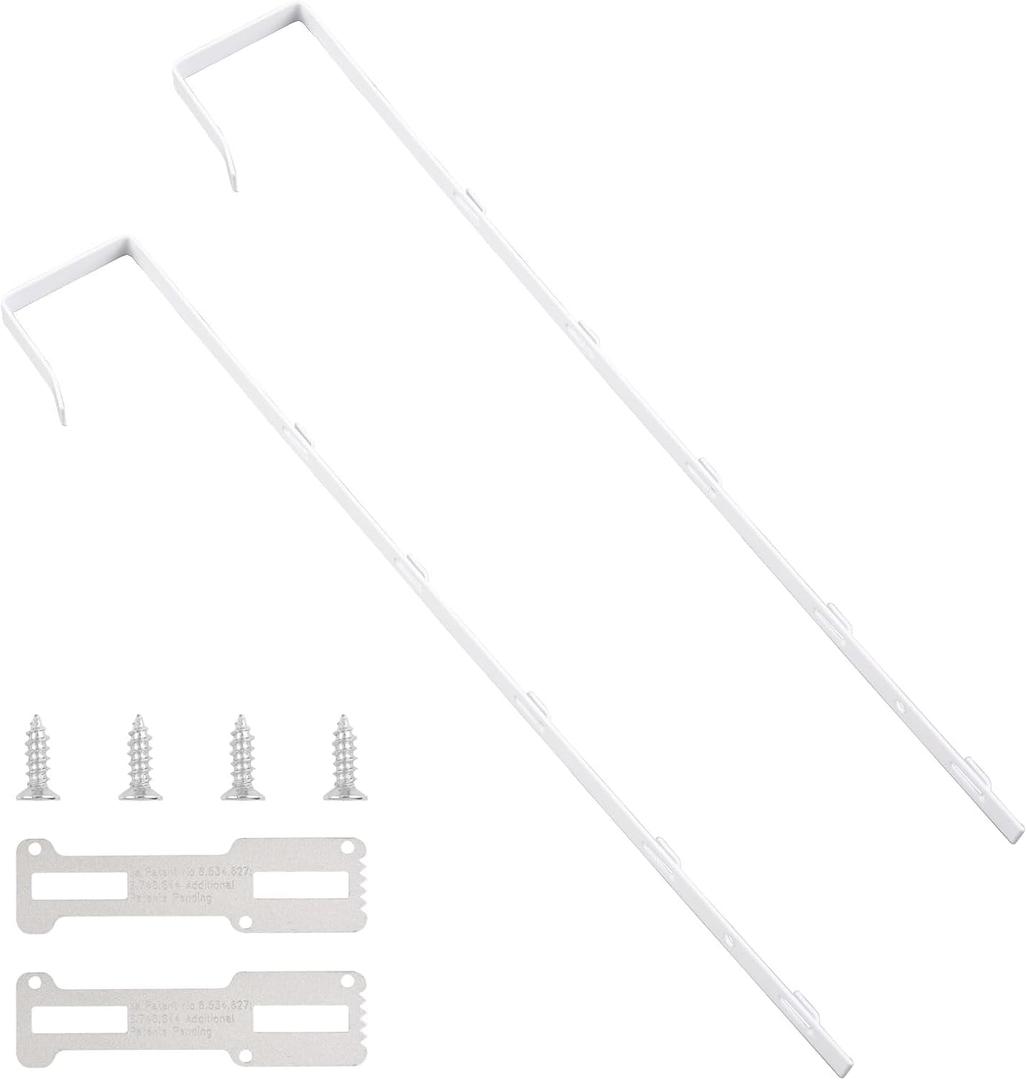 INCREWAY Over-The-Door Mirror Hanger, Adjustable Door Mirror Hanger Set Protective Linin Over The Door Mirror Hooks Mirror Brackets Set 1.7'' Door Depth, White (5 adjustable heights with hooks, White)