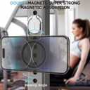 Doflyesky Magnetic Phone Grip Holder Kickstand, Gym Double Adjustable Finger Ring Grip and Stand, Compatible with PopSockets MagSafe Ring Removable for iPhone (Silver)