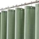 meioro Sage Green Shower Curtain, Waffle Weave 256GSM Heavy Duty Textured Fabric Shower Curtains for Bathroom Hotel Spa, Luxury Weighted Polyester Cloth Bath Curtain Set with 12 Hooks, 36Wx72H