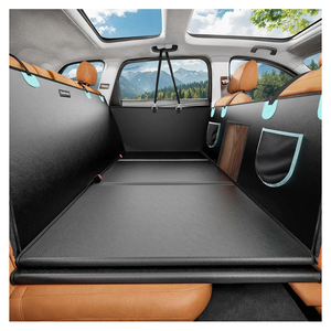 Tapizado Back Seat Extender for Dogs with Zippered Mesh Window, Detachable Hard Bottom Car Seat Cover for Dog Holds 400lbs, Large Space Backseat Extender, Hammock for Car, SUV, 600D Oxford