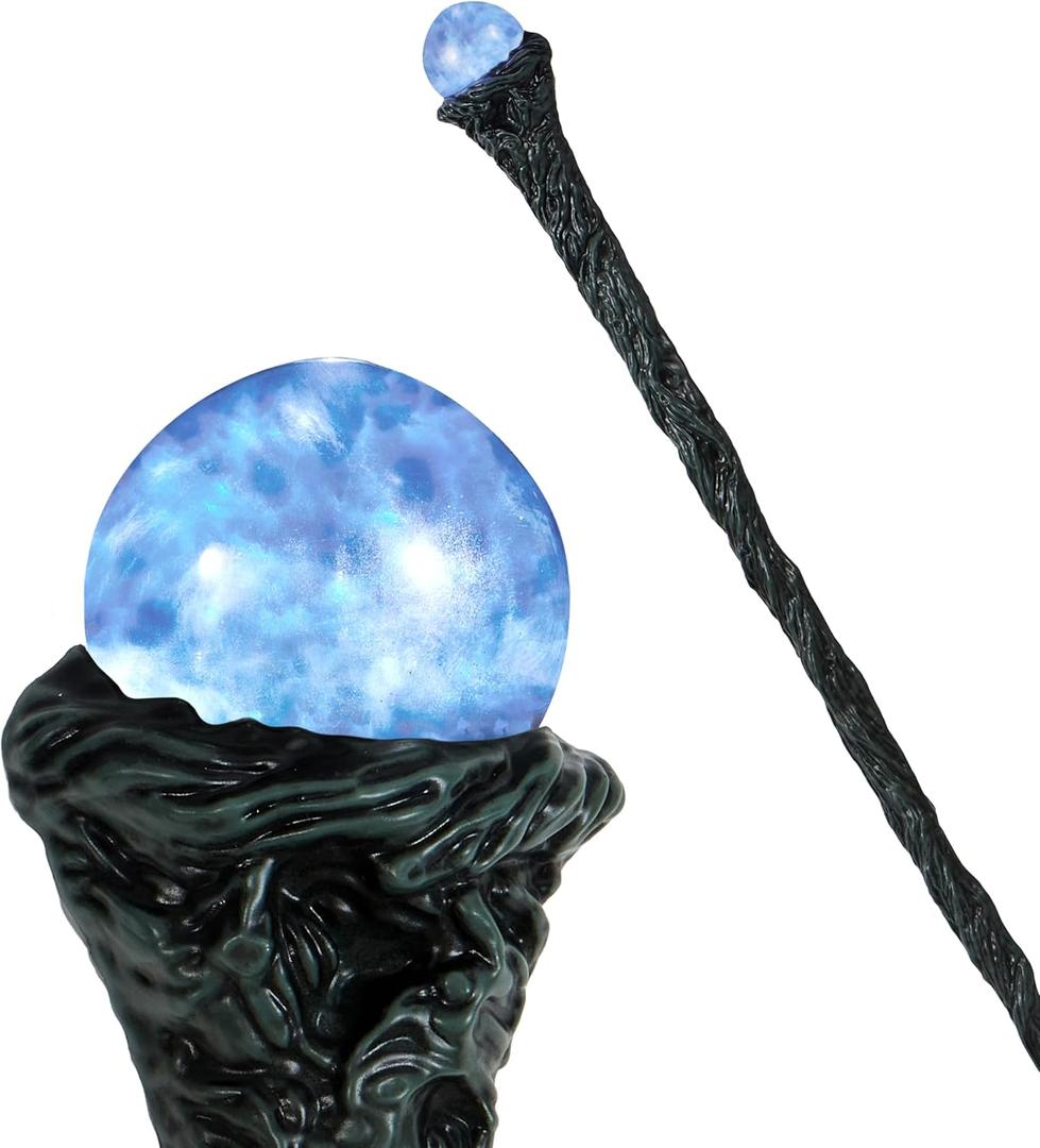 Spooktacular Creations Halloween LED Witch Staff, Light Up Magic Vintage Walking Cane Prop Stick Accessory for Halloween Wizard Dress Up Party Costume