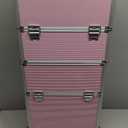 Joligrace Rolling Manicure Table 5 Drawers Foldable Nail Desk Cosmetology Case on Wheels Makeup Case with Brush Pouch for Technician Workstation Mobile Makeup Artist Trolley, Shiny Pink