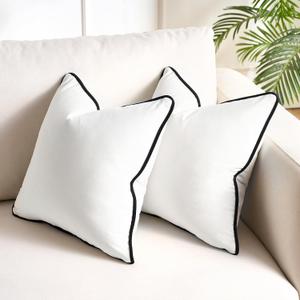 Pillow Covers 20x20 White Couch Pillow Cover Velvet Throw Pillows Covers Minimalist Home Decoration Comfortable Accent Decorative Cushion Cases with Piping Pack of 2 for Living Room Couch Luxury Home