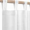 White Curtains 54 Inch Length for Kitchen Farmhouse 2 Panels Tab Top Casual Woven Linen Semi Sheer Short Cafe Tier Curtains for Bathroom Small Windows Basement Door Boho Rustic Decor 52x54 Long