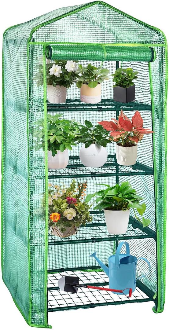 4 Tier Mini Indoor Greenhouse,27"x19"x62" Greenhouse for Indoors&greenhouses for Outdoors with PE Cover and Roll-Up Zipper Door